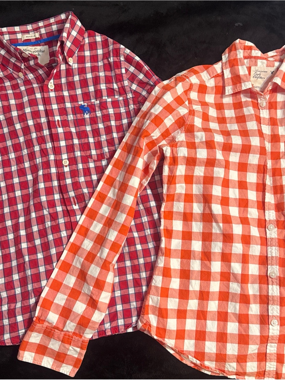 Abercrombie & Fitch Red and Orange Gingham Button-Down Shirts (Kids)